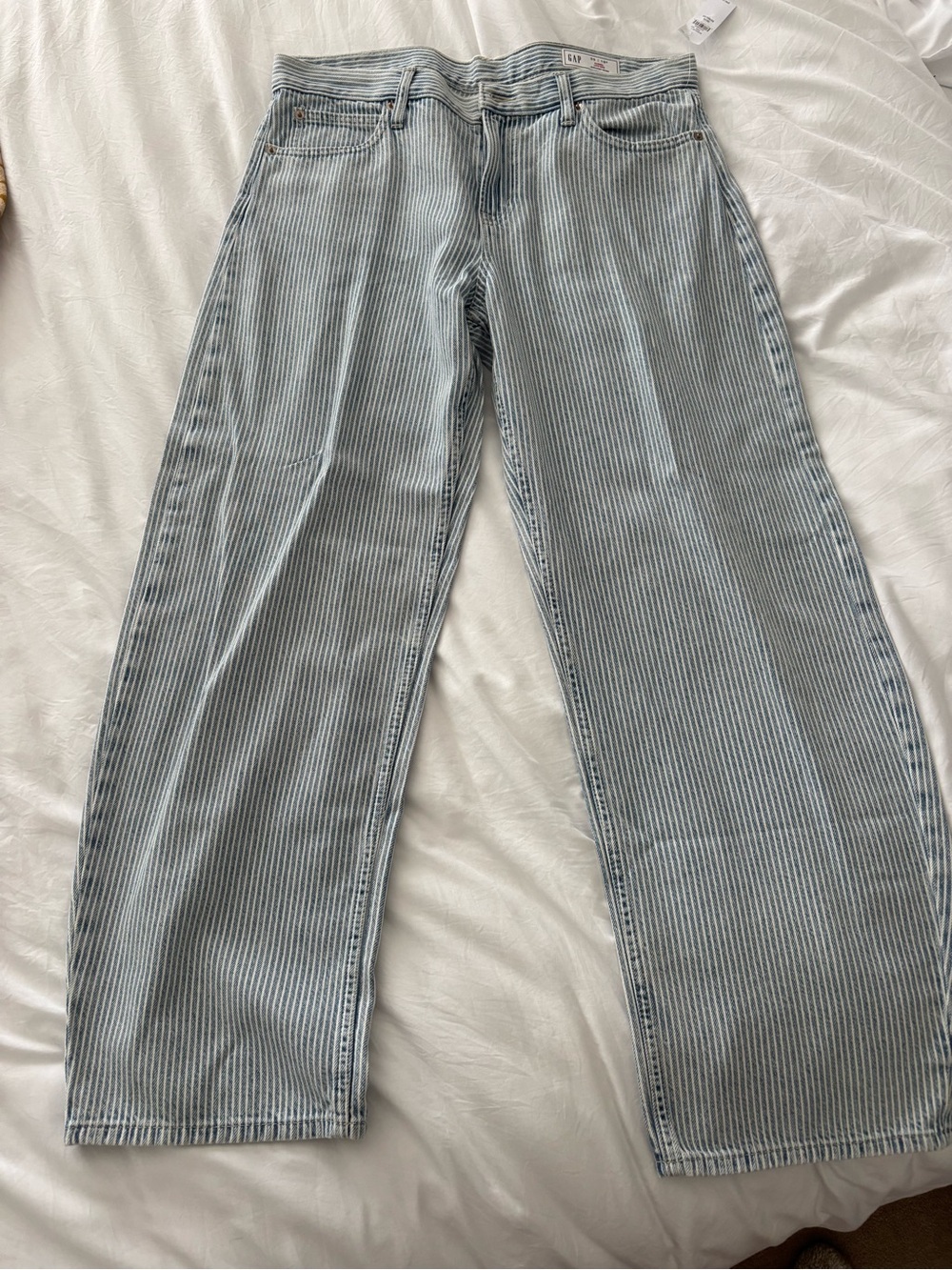 GAP Barrel Low Rise Jeans Size 30/10 Regular Striped Ultrasoft Denim